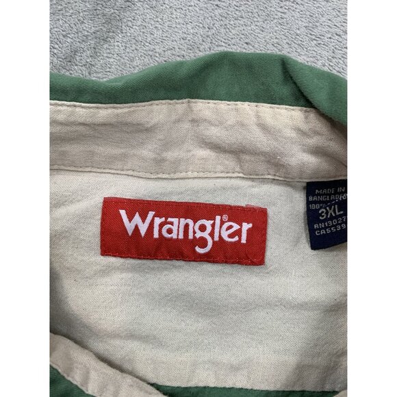 Wrangler Men's 3XL Army Green Military Workwear Button-Down Shirt - Picture 3 of 8